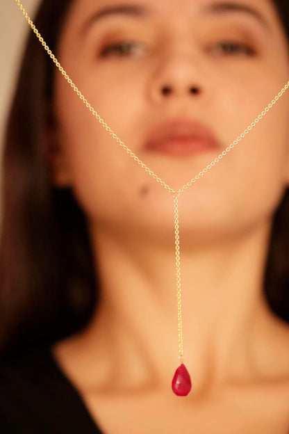 Hot Pink Chalcedony Lariat-Y Necklace