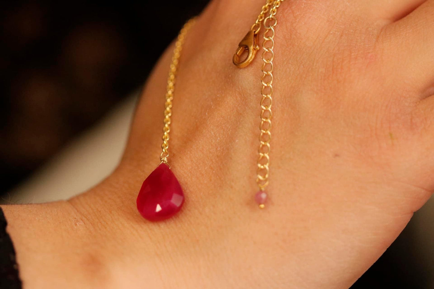Hot Pink Chalcedony Lariat-Y Necklace