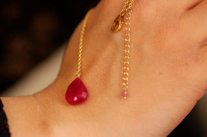 Hot Pink Chalcedony Lariat-Y Necklace