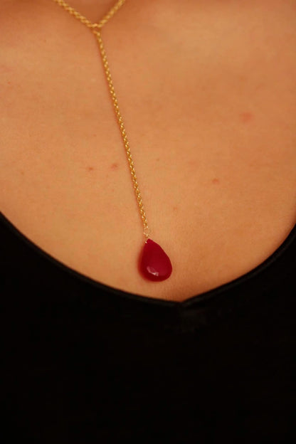 Hot Pink Chalcedony Lariat-Y Necklace