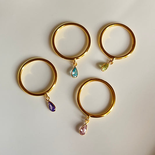 Pear Charm Ring