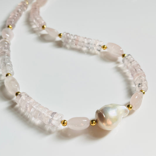 Rose Quartz Beaded Necklace