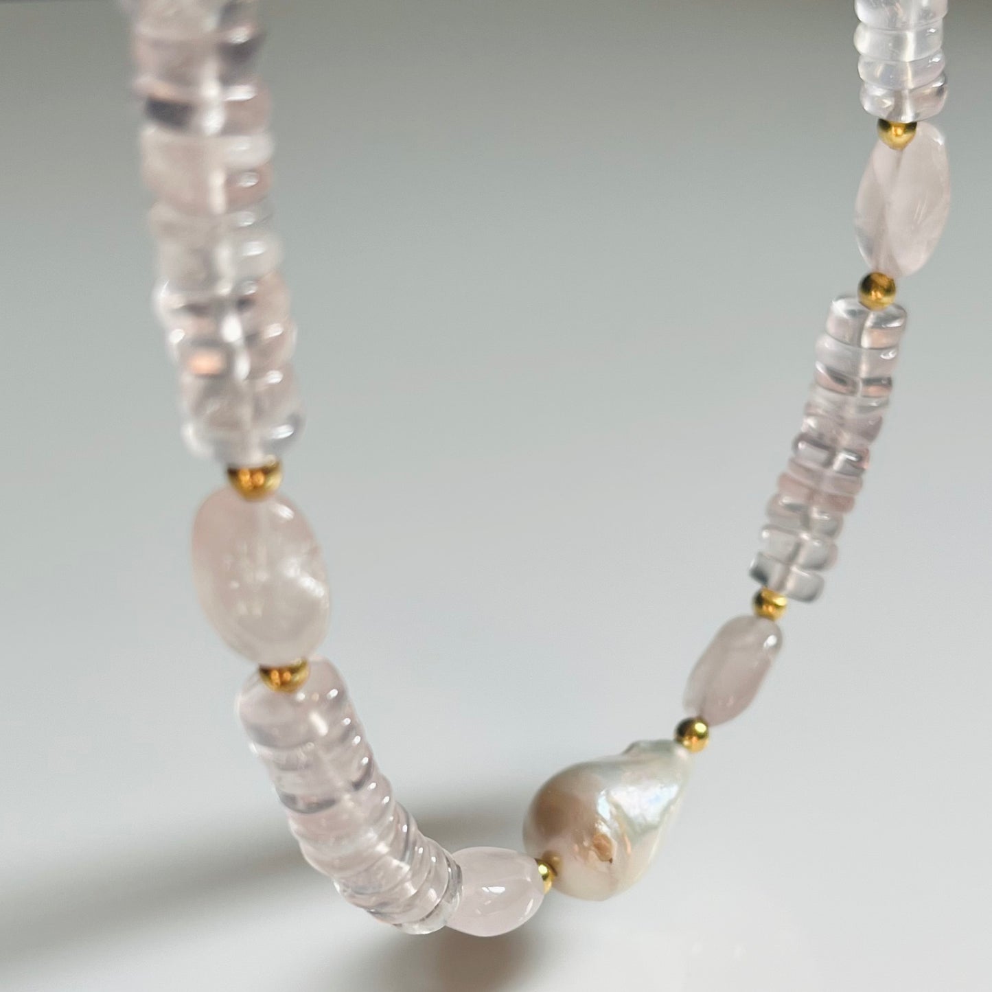 Rose Quartz Beaded Necklace