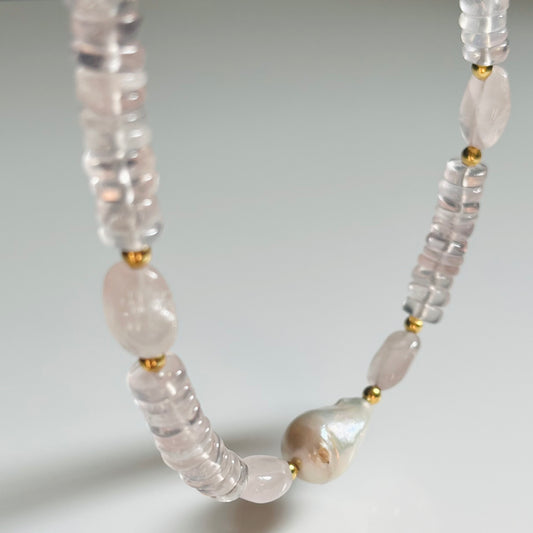 Rose Quartz Beaded Necklace