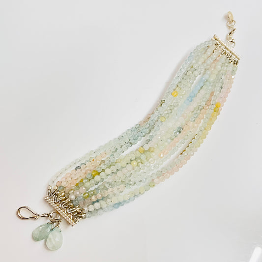 Aquamarine Multi-Strand Beaded Bracelet