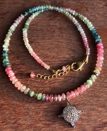 Tourmaline Star Beaded Necklace