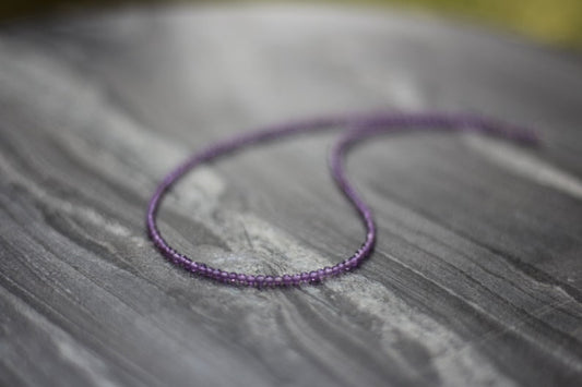 Dainty Amethyst Beaded Necklace