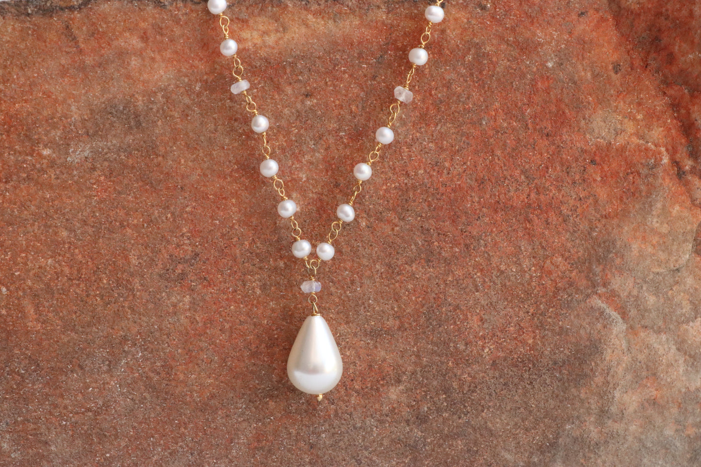 Fresh Water Pearl And Moonstone Necklace