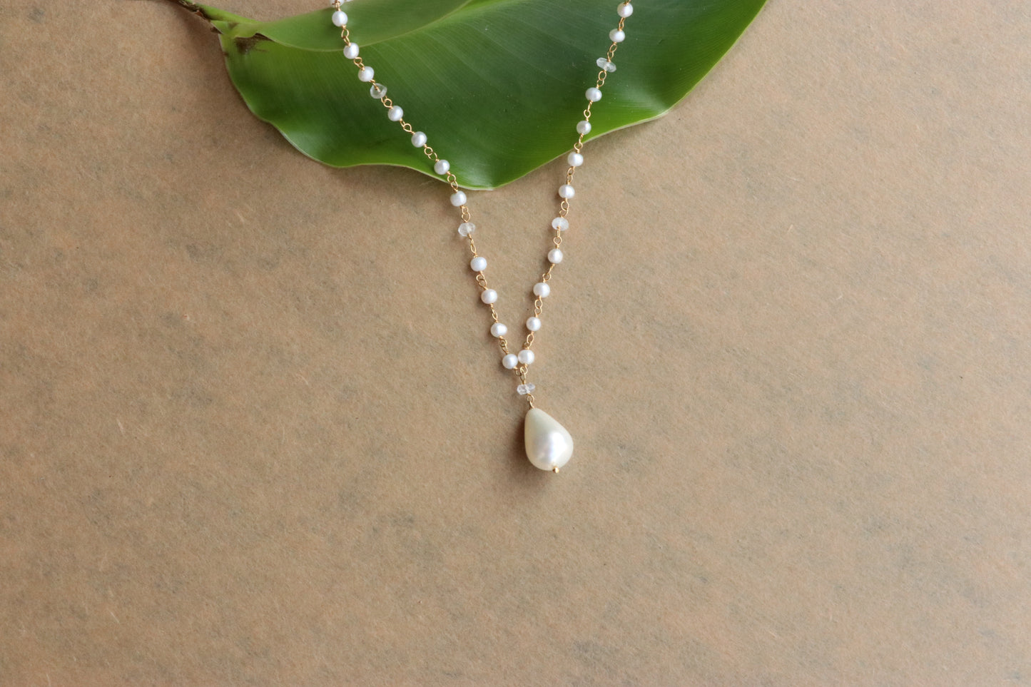 Fresh Water Pearl And Moonstone Necklace