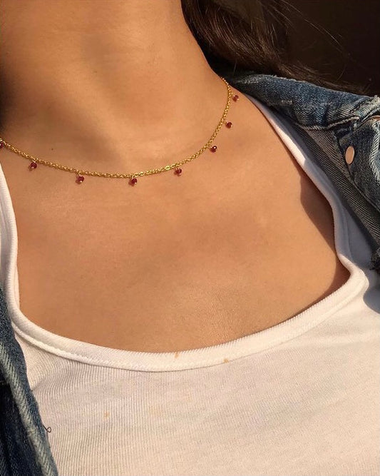 Dainty African Ruby Chain Necklace