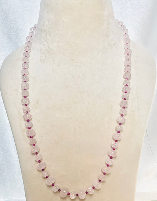 Rose Quartz Melon Necklace
