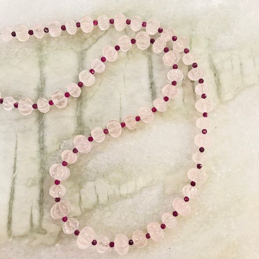 Rose Quartz Melon Necklace