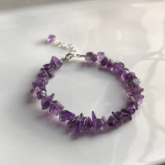 Raw Amethyst Beaded Bracelet