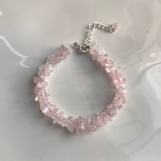 Raw Rose Quartz Beaded Bracelet