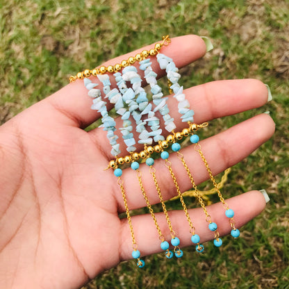 Larimar Long Tassel Necklace