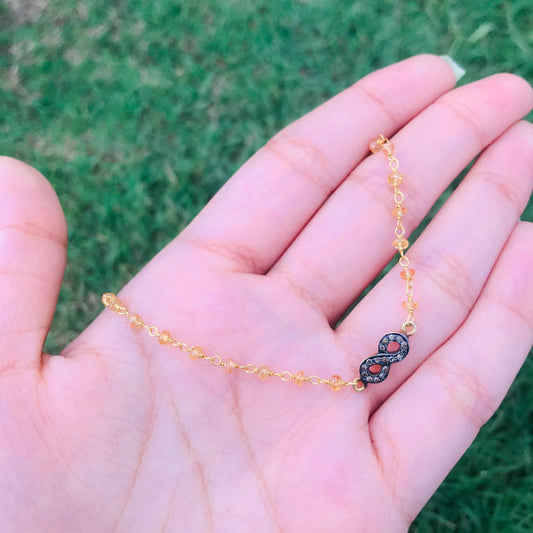 Yellow Sapphire Diamond Infinty Necklace