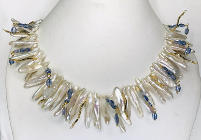 Pearl And Kyanite Necklace