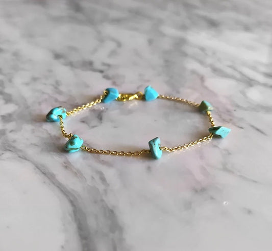 Raw Turquoise Chain Bracelet