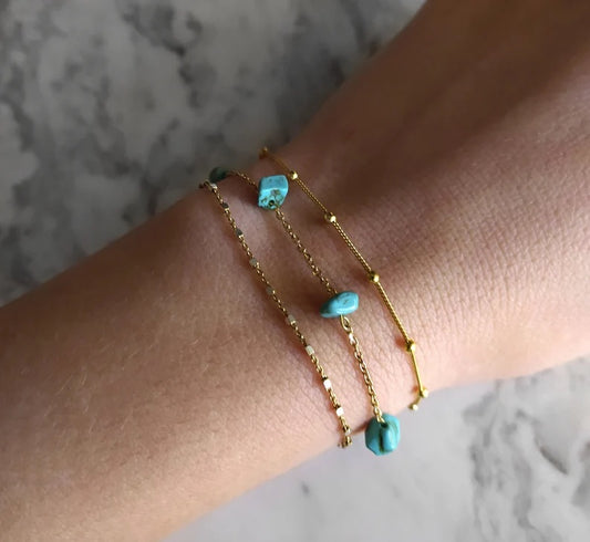 Raw Turquoise Chain Bracelet