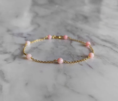 Pink Opal Chain Bracelet