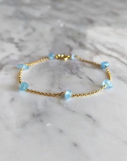 Raw Aquamarine Chain Bracelet