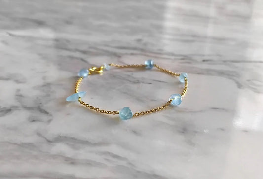 Raw Aquamarine Chain Bracelet