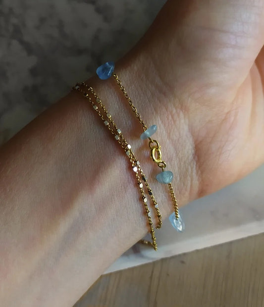 Raw Aquamarine Chain Bracelet