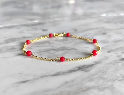 Red Coral Chain Bracelet