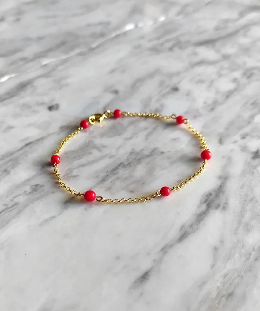 Red Coral Chain Bracelet