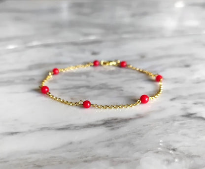 Red Coral Chain Bracelet