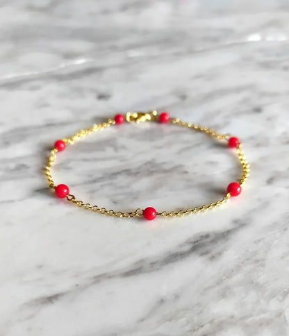 Red Coral Chain Bracelet