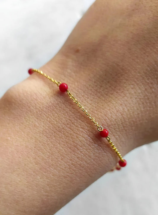 Red Coral Chain Bracelet