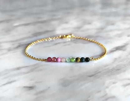 Watermelon Tourmaline Bar Bracelet