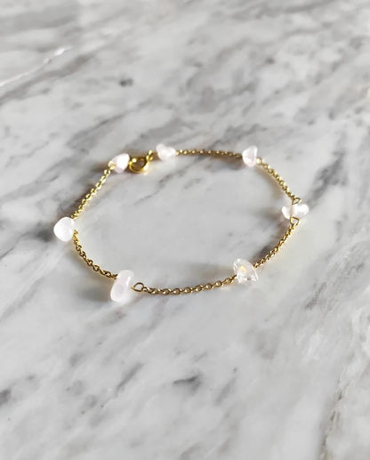 Raw Rose Quartz Chain Bracelet