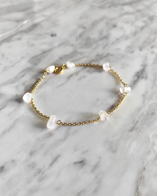Raw Rose Quartz Chain Bracelet