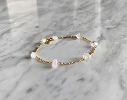 Raw Rose Quartz Chain Bracelet
