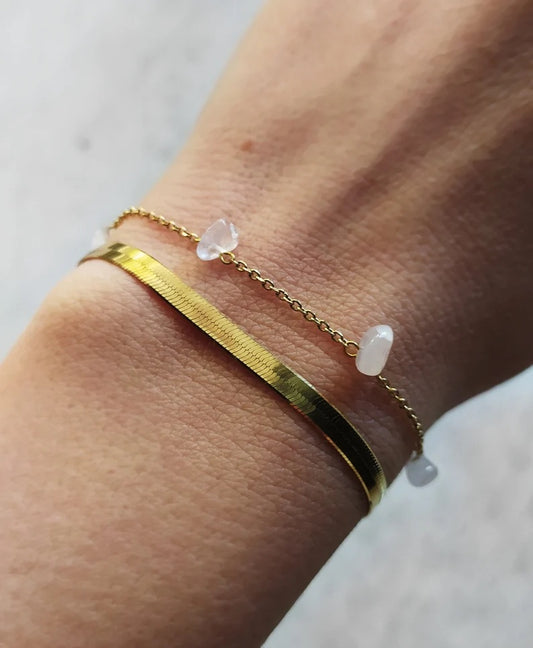Raw Rose Quartz Chain Bracelet