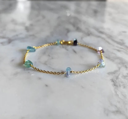 Raw Fluorite Chain Bracelet