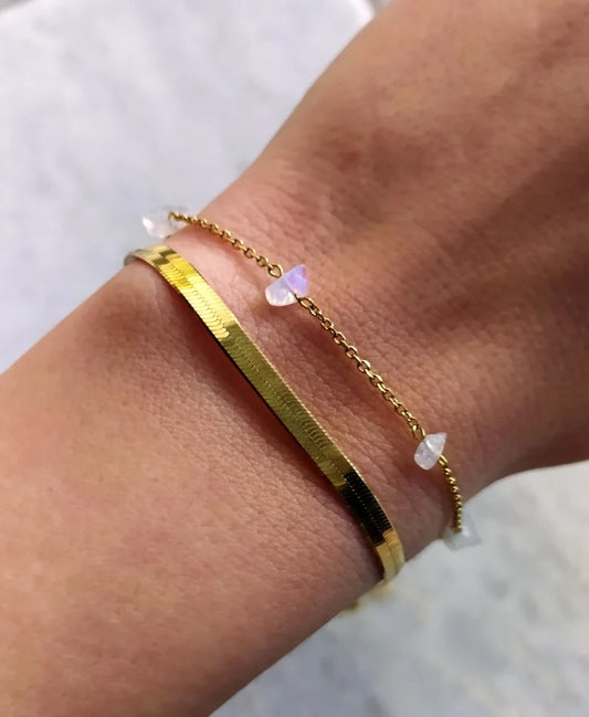 Raw Moonstone Chain Bracelet