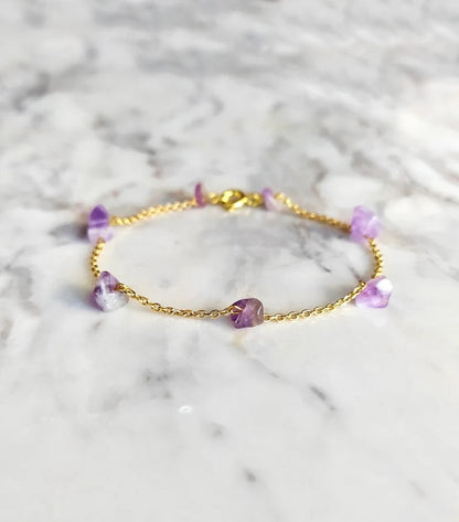 Raw Amethyst Chain Bracelet