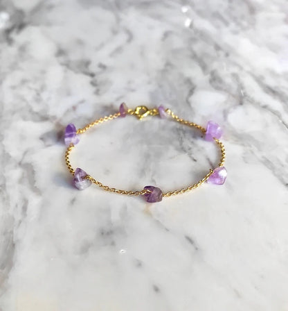 Raw Amethyst Chain Bracelet