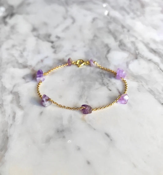 Raw Amethyst Chain Bracelet