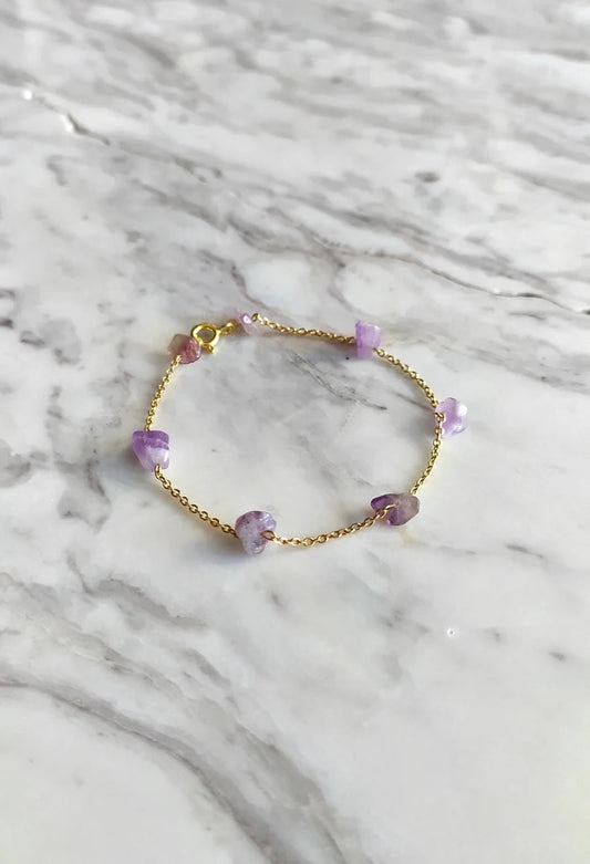 Raw Amethyst Chain Bracelet