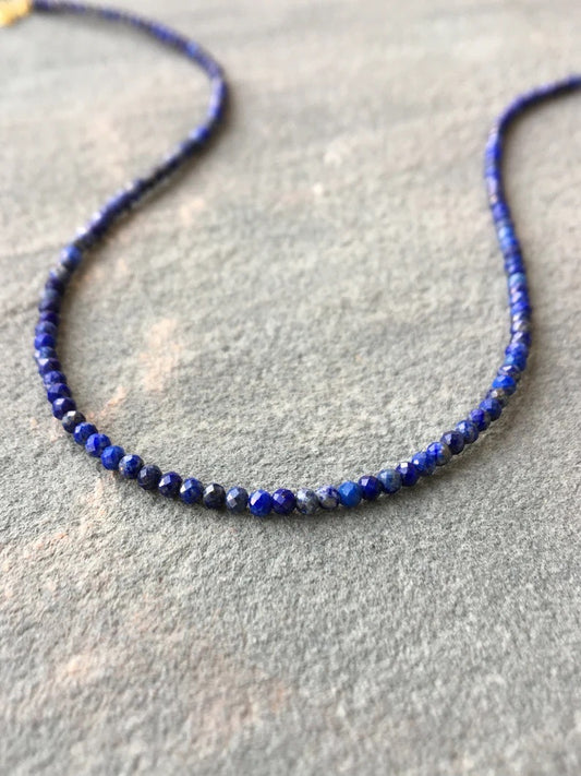 Dainty Lapis Lazuli Beaded Necklace