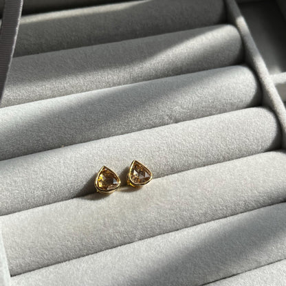 14k Gold Natural Rose Cut Diamond Stud Earrings - 1.22 Carats Diamond Minimalist Earrings