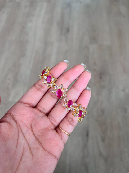 14k Gold Natural Ruby & Rose Cut Diamond Bracelet - 7.49 Carats Ruby, 9.03 Carats Diamond Art Nouveau Bracelet