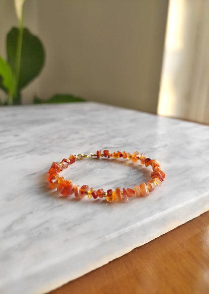Raw Carnelian Beaded Bracelet