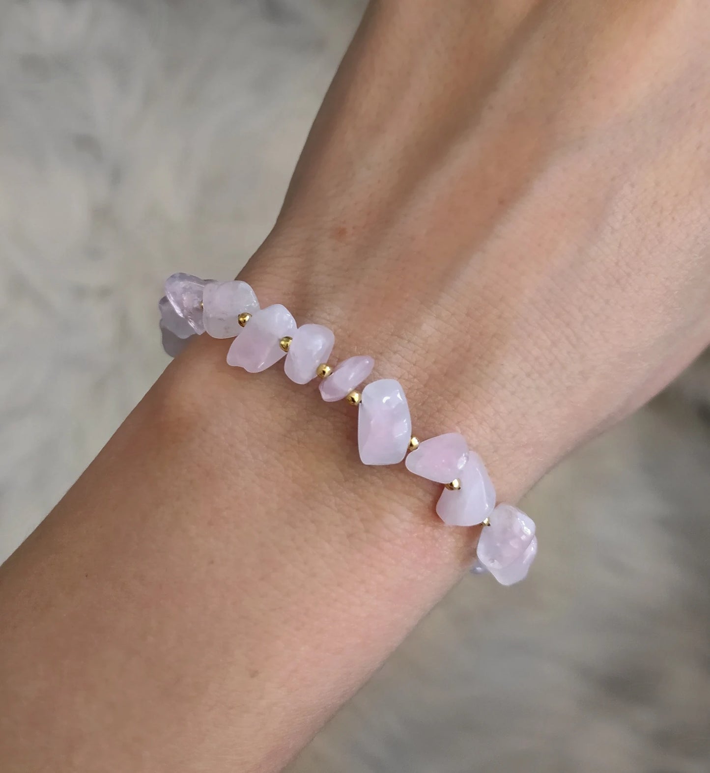 Raw Rose Quartz Beaded Bracelet