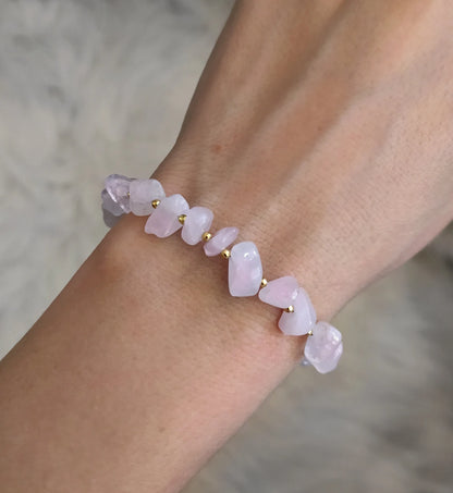Raw Rose Quartz Beaded Bracelet