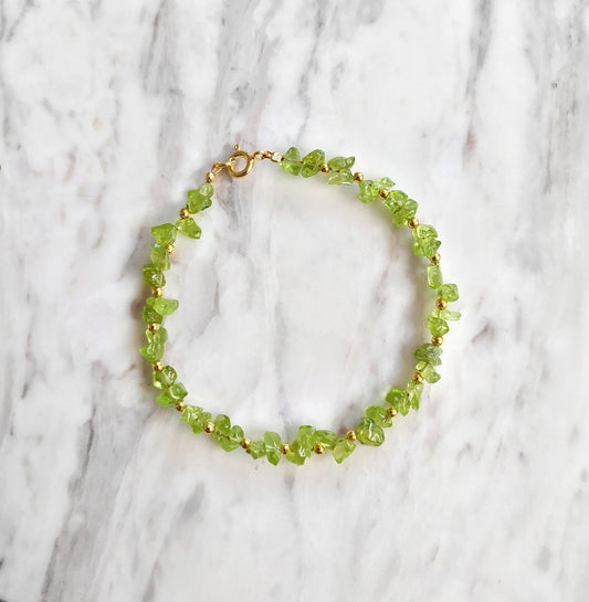 Raw Peridot Beaded Bracelet